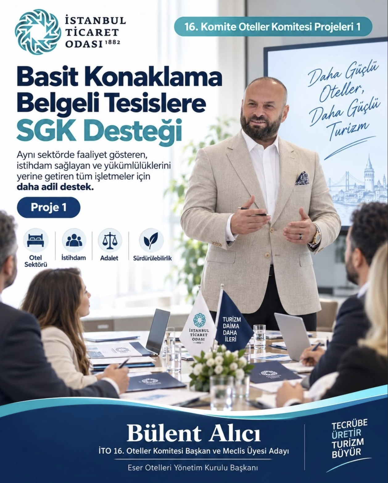 Basit Konaklama Belgeli Tesislere SGK Desteği başlıklı paylaşım afişi.